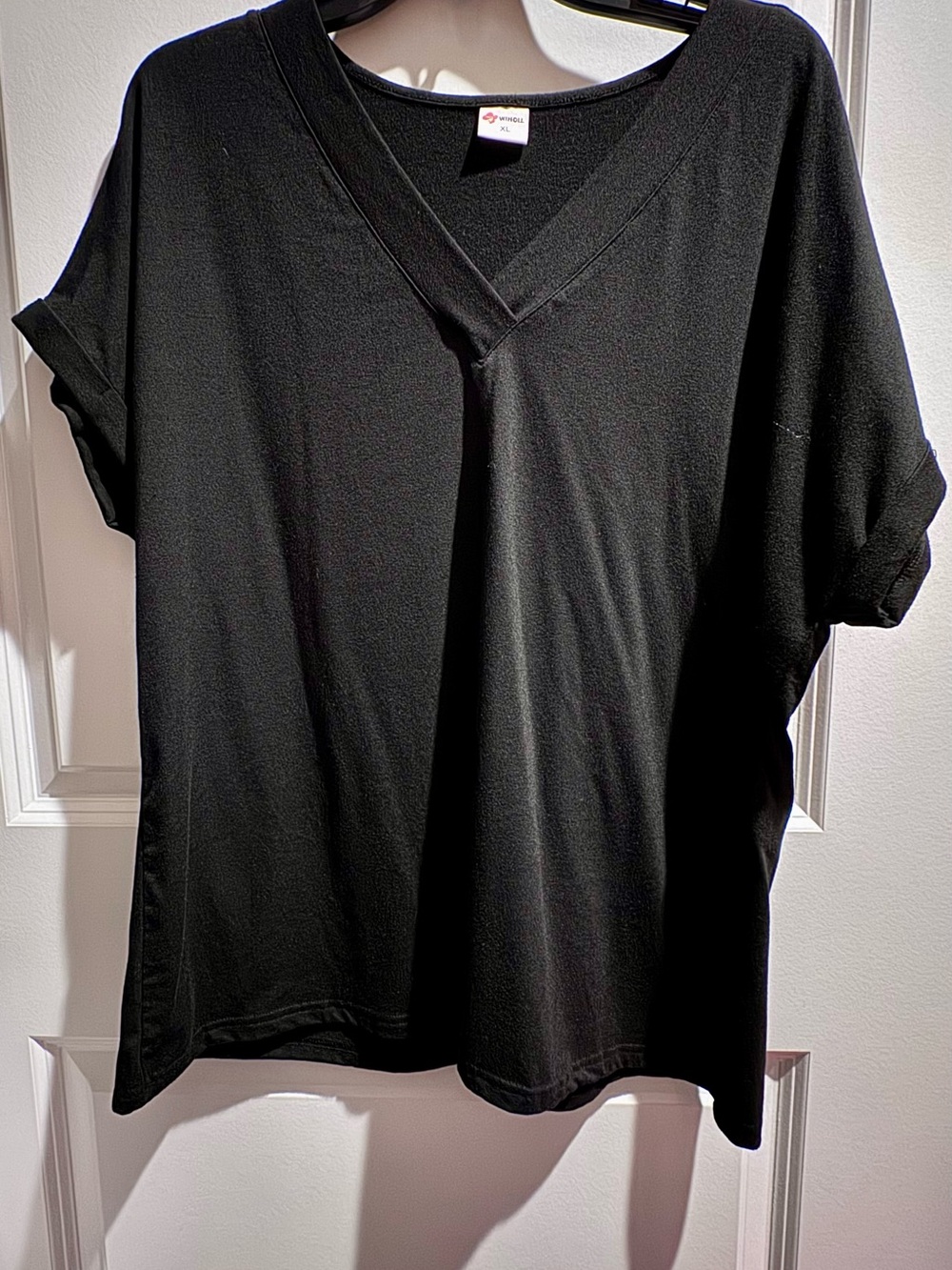 Black V-Neck Short Sleeve Women’s Shirt